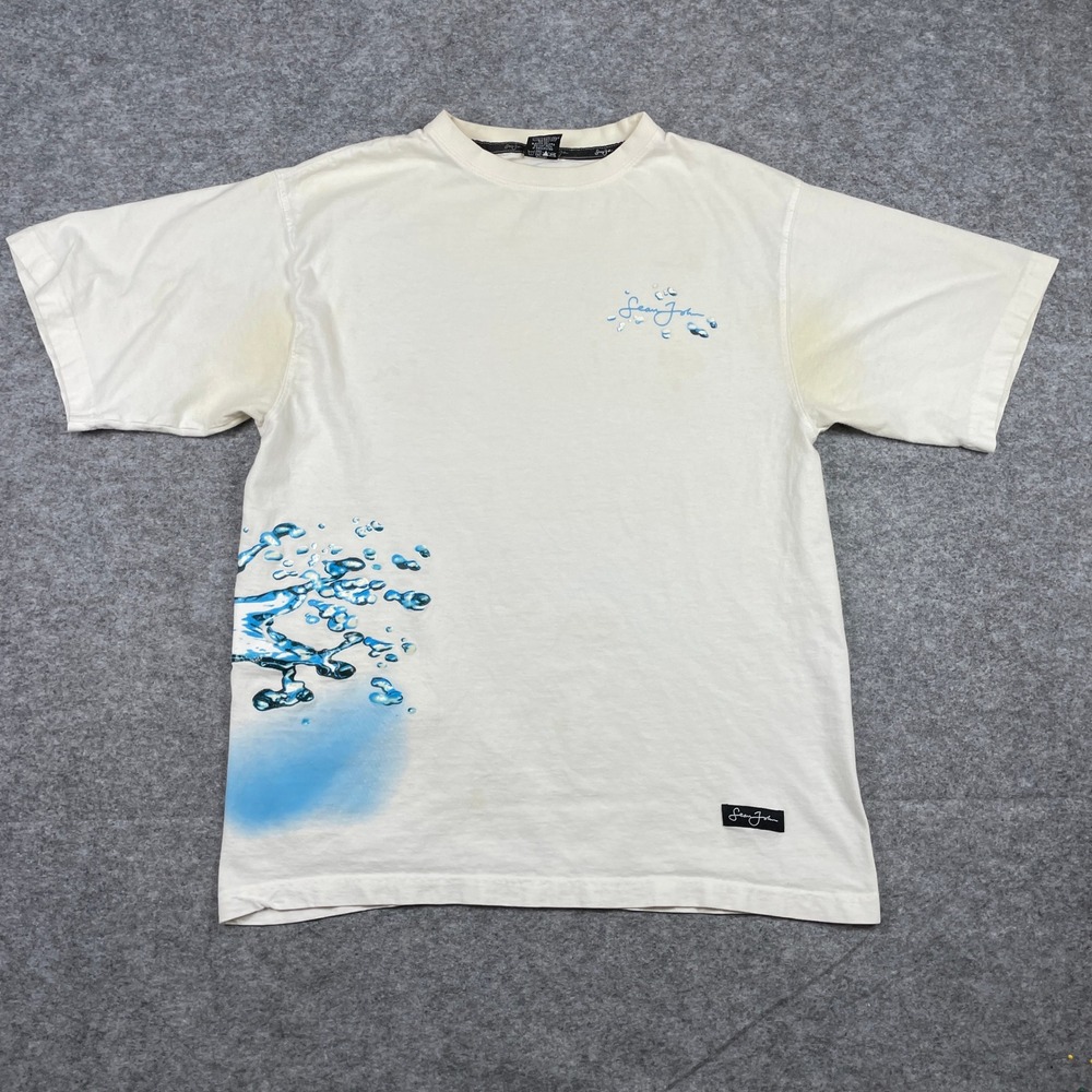 Diddy Baby Oil Vintage T Shirt Men L White Water Splash Puff Daddy Sean John 90s